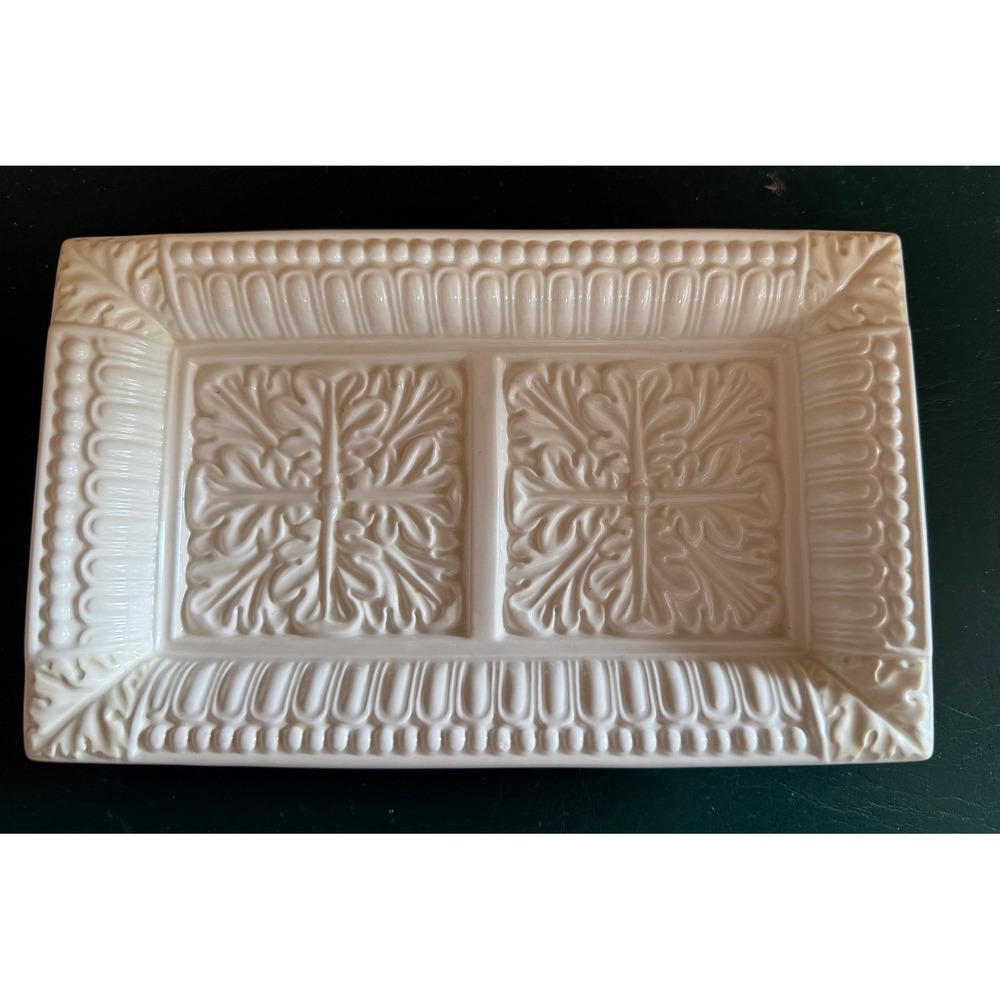 Lenox Butler's Pantry Rectangular Serving Tray Cream Earthenware Acanthus Leaf